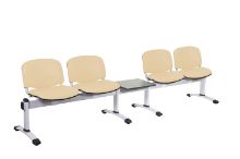 4 Seat/1 Table Venus Visitor Modular Chair, Vinyl Anti-Bacterial Upholstery