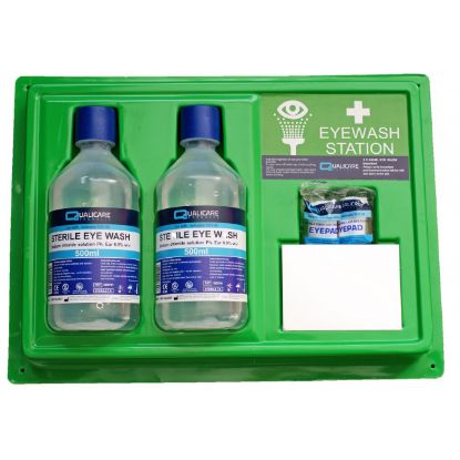 [MPSURQE0733] Eye Wash Station Wall Mounted 2 x 500ml Bottles With Mirror