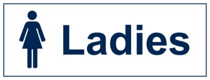 [MPL112150] Sign - Ladies (Toilets) Self Adhesive Vinyl 30 x 10cm Blue On White