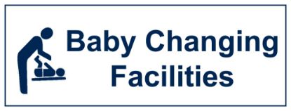 [MPL112153/RP] Sign - Baby Changing Facilities Rigid Plastic 30 x 10cm Blue On White