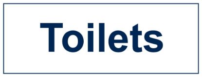 [MPL112149/RP] Sign - Toilets Rigid Plastic 30 x 10cm Blue On White