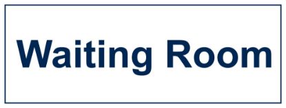 [MPL112121/RP] Sign - Waiting Room Rigid Plastic 30 x 10cm Blue On White