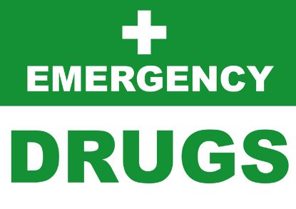 [MPMWSIG01G] Sign - Emergency Drugs Laminated A4