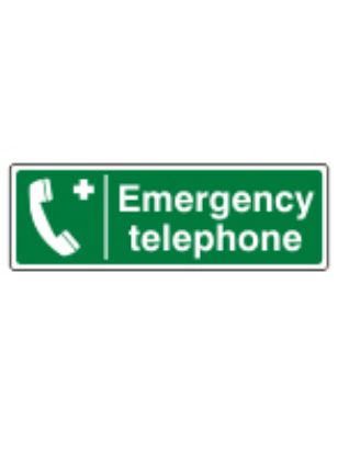 [MPL104299] Sign - Emergency Telephone Self Adhesive Vinyl 30 x 10cm White On Green