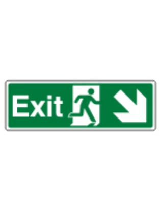 [MPL103160] Sign - Exit Down Right Self Adhesive Vinyl 30 x 10cm White On Green