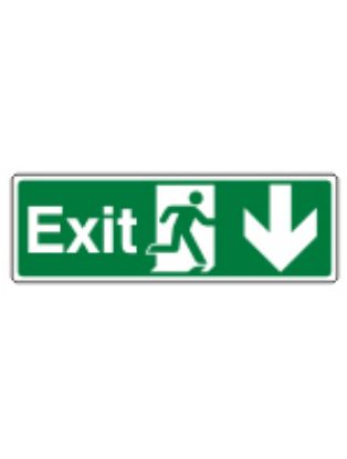 [MPL103156] Sign - Exit Down Self Adhesive Vinyl 30 x 10cm White On Green