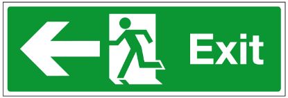 [MPL103157] Sign - Exit Left Self Adhesive Vinyl 30 x 10cm White On Green