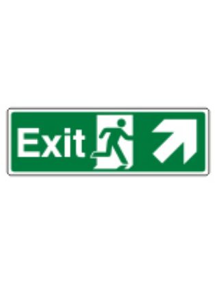 [MPL103162] Sign - Exit Up Right Self Adhesive Vinyl 30 x 10cm White On Green