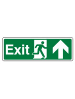 [MPL103155] Sign - Exit Up Self Adhesive Vinyl 30 x 10cm White On Green