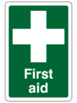 [MPL10449] Sign - First Aid Self Adhesive Vinyl 20 x 30cm White On Green