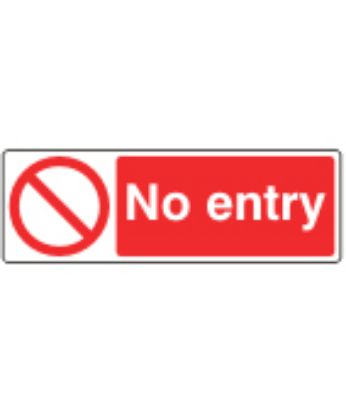 [MPL10707] Sign - No Entry Self Adhesive Vinyl 30 x 10cm Red On White