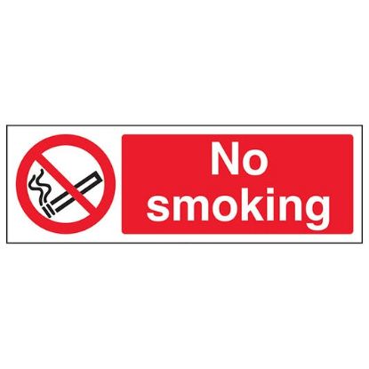 [MPS20XY2654-S] Sign - No Smoking Self Adhesive Vinyl 30 x 10cm Red On White