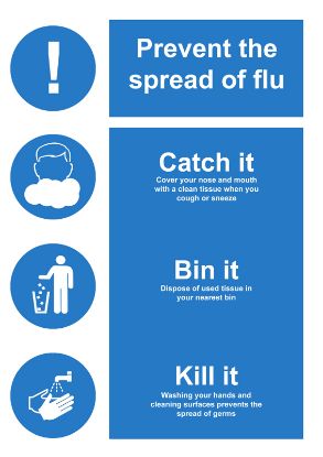 [MPMWSIG01Q] Sign - Flu - Catch It Bin It Kill It Laminated
