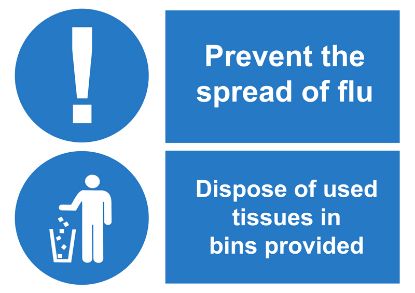 [MPMWSIG01P] Sign - Flu - Dispose Of Used Tissues In Bins Provided Laminated