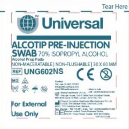 [MPUNG602NS] Pre-Injection Wipe Non-Sterile (Alcotip) (70% Isoprop Alcohol) x 100