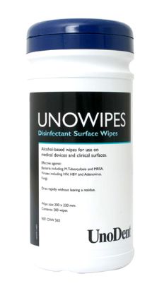 [MPDDCAW565] Wipes (Unowipes) Alcohol Based (Unodent) Tub x 200