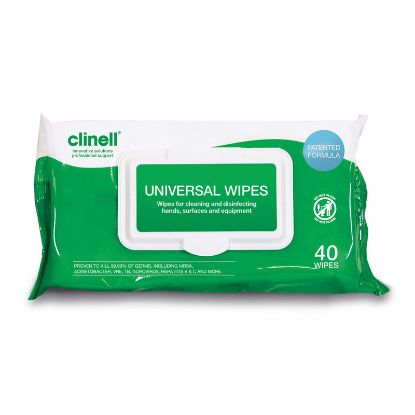[MPGICW40] Wipes Clinell Hand/Surface/Instrument Antibacterial Packet Of 40 x 1