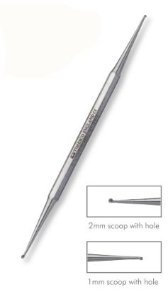 [MPTS10.398.30] Nail Curette Double Ended 1mm & 2mm Scoop With Hole 5.75" x 1