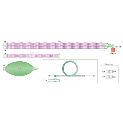 [MPIS2011110] Breathing System Circle 2.4M - Limb & Bag & Ge Spirometry Set Silver Knight Anti Microbial x 12